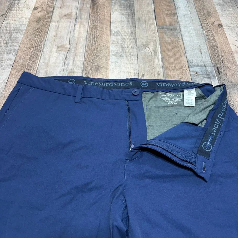 Vineyard Vines On-The-Go Pant Mens 40x27 Navy Blue Slim Fit Stretch Performance